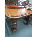 VICTORIAN MAHOGANY DINING TABLE, D-End with multi baluster legs, 54" x 33" table top