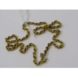 9ct YELLOW GOLD ROPE STYLE NECKLACE, Approx 3.7 grms in weight