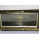 H. L. ROBINSON, signed painting on canvas "Sunset over Bay at Low Tide", 12" x 36"