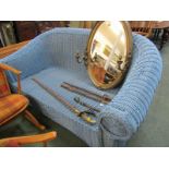 WICKER FURNITURE, blue wicker settee