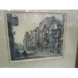 ETCHING, signed by Hayman, "View of Fore Street, Exeter" 9" 11"