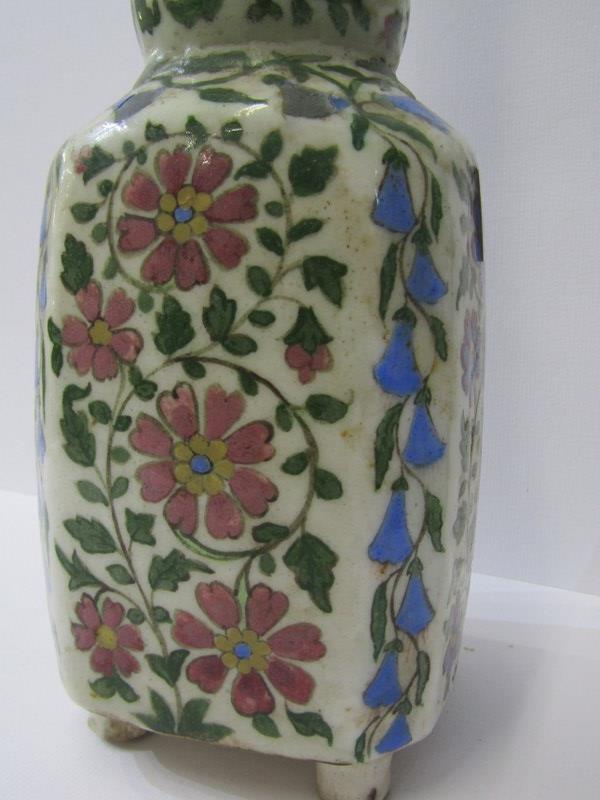 PERSIAN LAMP BASE, square base 15.5" height lamp base decorated with flowering shrubs - Image 3 of 6