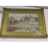 WILLIAM BANKS FORTESQUE, signed watercolour "Children Playing by a Bridge", 8" x 11"