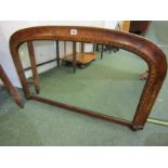 VICTORIAN WALNUT PARQUETRY OVERMANTEL, domed top 24" height 38" width