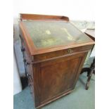 EARLY VICTORIAN DAVENPORT, mahogany slide top Davenport with 4 side drawers and matching dummy