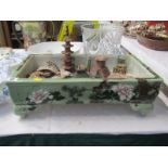 ORIENTAL CERAMICS, Chinese celadon ground rectangular display trough together with collection of