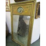 ORNATE PIER GLASS, gilt retangular pier glass with floral applied decoration and inset pictorial