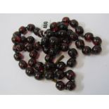 LONG STRING OF CHERRY AMBER BEADS on indiviudally knotted string, untested