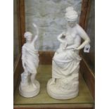 VICTORIAN PARIAN, figure group "Cupid Betrayed", 17" height, together with similar figure of