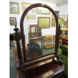 VICTORIAN SWING DRESSING MIRROR, tapering pillar support domed top dressing mirror