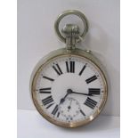 GOLIATH POCKET WATCH, in white metal case, top wind with pin set, appears in good working condition