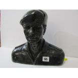 MILITARY, a carved black marble bust of Royal Artillery Officer, 10" height