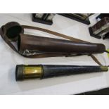 EDWARDIAN TELESCOPE, single draw leather cased telescope by Heath & Co in original leather