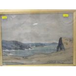 S. DENNANT MOSS, signed & dated watercolour 1929 "Coastal Scene with Islands to Background", 10" x