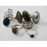 SILVER RING, a selection of six silver stone set rings