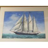 STUART ARMFIELD, signed watercolour "Ship Portrait of Sir Winston Churchill", 21" x 29"