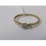 9CT YELLOW GOLD DIAMOND SOLITAIRE RING, size O