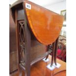 SUTHERLAND TABLE, satinwood cross banded mahogany oval topped Sutherland table