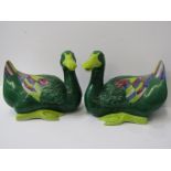 ORIENTAL CERAMICS, pair of Chinese green glazed ducks, 7" length