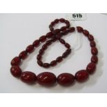 GRADUATED CHERRY AMBER, untested necklace