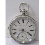 GENTLEMAN'S SILVER CASED POCKET WATCH, by Samuel Edgecomb, 1888, silver cased English lever (