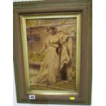 CRYSTOLEUM, "Lady Holding A Mirror", after Conrad Kiesel, 14" x 9.5"