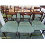 LATE REGENCY DINING CHAIRS, set of 6 mahogany bar back rope twist design dining chairs, consisting