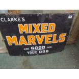 ADVERTISING, wall mounted enamel sign "Clark's Mixed Marvels", 18" x 26"