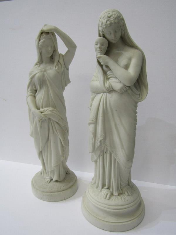 VICTORIAN PARIAN, two figures "Esther & Lady with Face Mask", height 13.5"