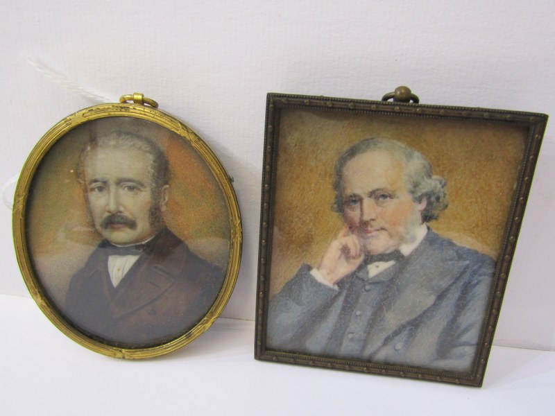 PORTRAIT MINIATURES, two Edwardian portraits on ivory of "Gentleman with a Bow Tie"