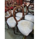 VICTORIAN HOOP BACK DINING CHAIRS, set of 5 carved walnut dining chairs on French cabriole legs