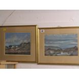 MONICA BARNES, signed gouache "Evening light at Marazion" and 1 similar by artist, 7.5" x 9"