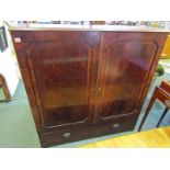 19th CENTURY CUPBOARD, mahogany veneered and cross banded cabinet