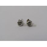 DIAMOND EARRINGS, pair 9ct white gold bezel set diamond stud earrings, with pillar & butterfly backs