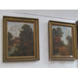 A. DUMONT-SMITH, pair of signed oil on canvas "The Watermill" & "Farmyard Lane", dated 1911, 19.5" x