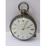 POCKET WATCH, Silver cased pocket watch by D & W Morice, key wind in untested condition