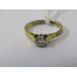 18ct YELLOW GOLD DIAMOND SOLITAIRE RING, approx 0.25ct, size M