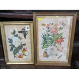 19TH CENTURY CHINESE SCHOOL, two watercolours on rice paper "Floral & Butterfly" studies, 8" x 12"