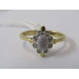 9CT YELLOW GOLD DIAMOND CLUSTER RING, size P