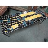RETRO, mosaic "Wheat Ear" design rectangular coffee table, 36" x 13" table top