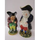 TOBY JUGS, Snuff taking Toby jug together with similar Toby jug in gilt embroidered waist coat,