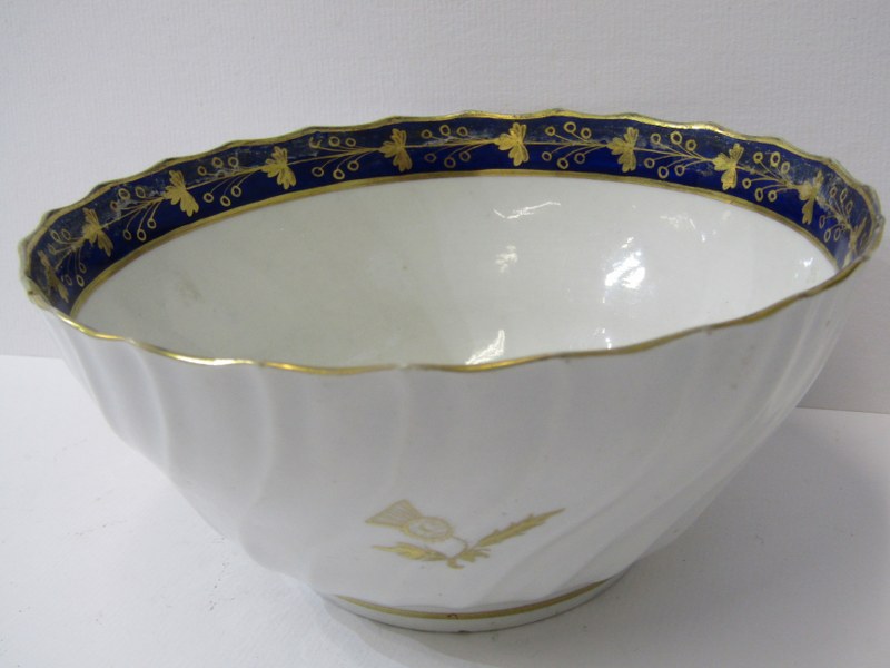 ENGLISH PORCELAIN, 18th Century Worcester spiral fluted waste bowl, a similar floral decorated - Image 7 of 16