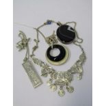 SILVER JEWELLERY, selection silver jewellery including ingot pendant, agate pendant, chains, etc