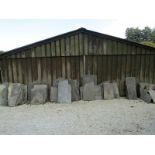 SLATE FLAG STONES AND STEPS, 6 steps approx 42" long, approx 22 slate flag stones, 1 x 42" x 28",