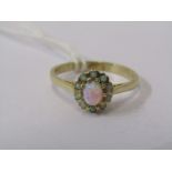 9CT YELLOW GOLD OPAL CLUSTER RING, size P/Q