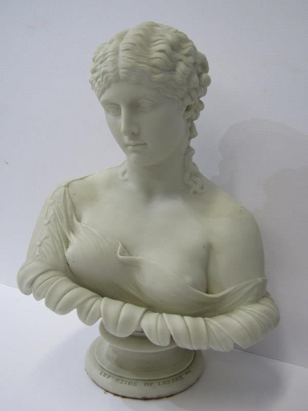 COPELAND PARIAN, Art Union of London pedestal bust of Clytie after C.Delpech, 13.5" height (small - Image 2 of 6