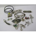 SILVER ITEMS, including earrings, brooches, pendants etc