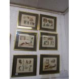 HENRY ALKEN, set of 8 hand coloured humourous prints "Symptoms", 8" x 9"