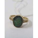 OPAL RING, 9ct yellow gold ring set a large oval opal, approx 12mm dia. size Q/R