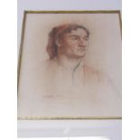 PORTRAIT, indistinctly signed pastel "Portrait of Young Man" dated 1919, 12" x 9"